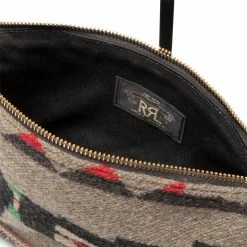 RRL LEATHER TRIM JACQUARD POUCH