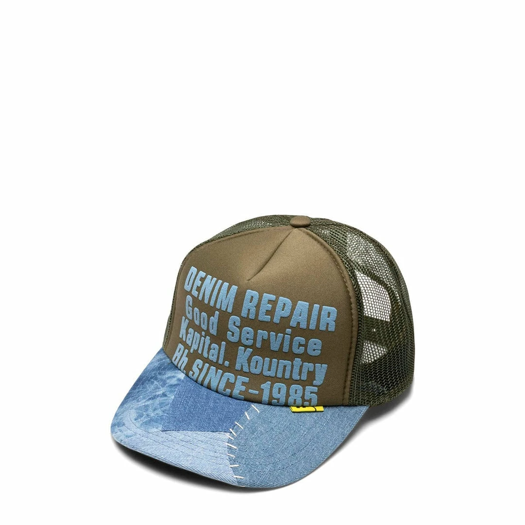 Kapital DENIM REPAIR SERVICE DENIM-RECONSTRUCT TRUCKER CAP