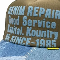 Kapital DENIM REPAIR SERVICE DENIM-RECONSTRUCT TRUCKER CAP