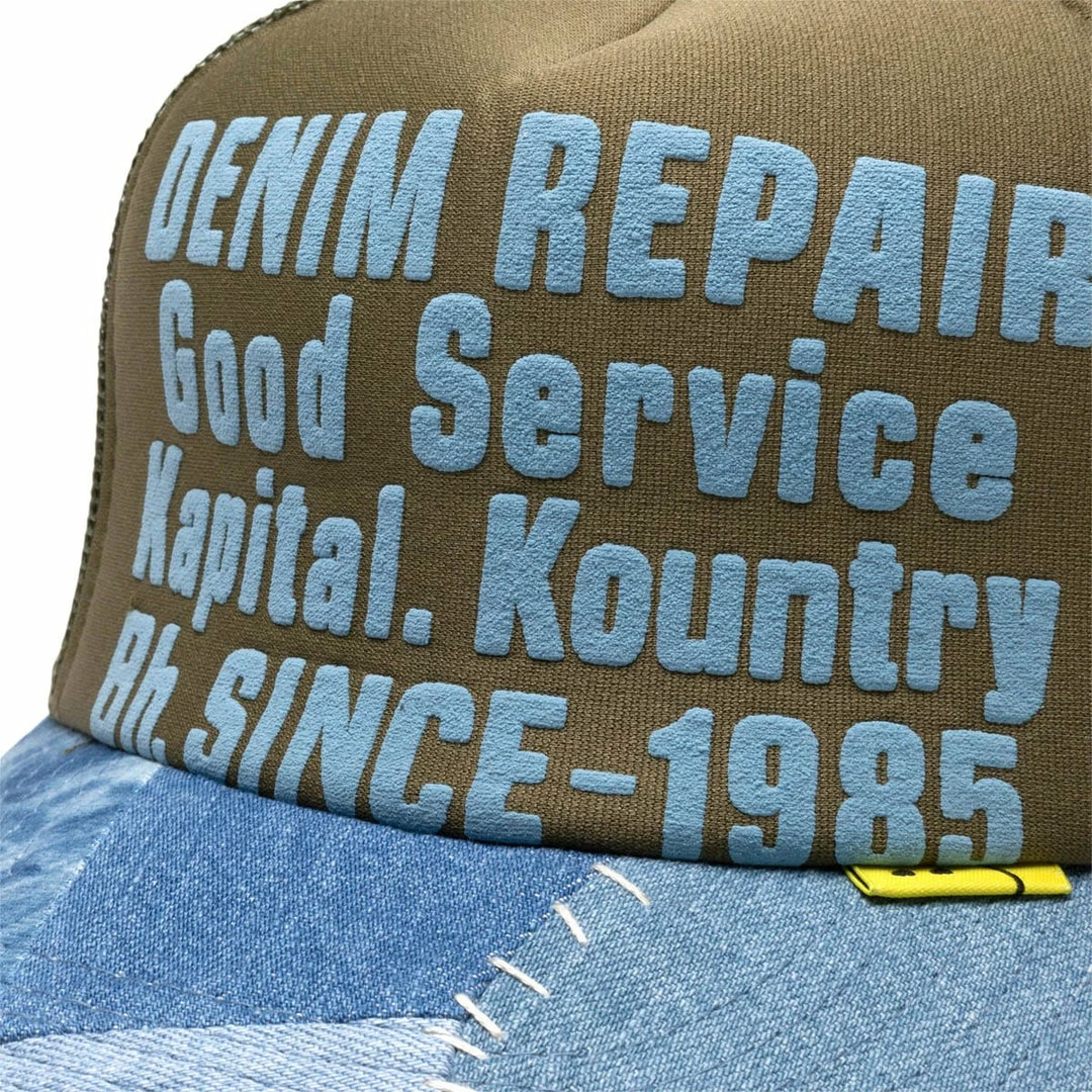Kapital DENIM REPAIR SERVICE DENIM-RECONSTRUCT TRUCKER CAP