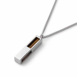 Tom Wood Jewelry CUBE PENDANT TIGER EYE